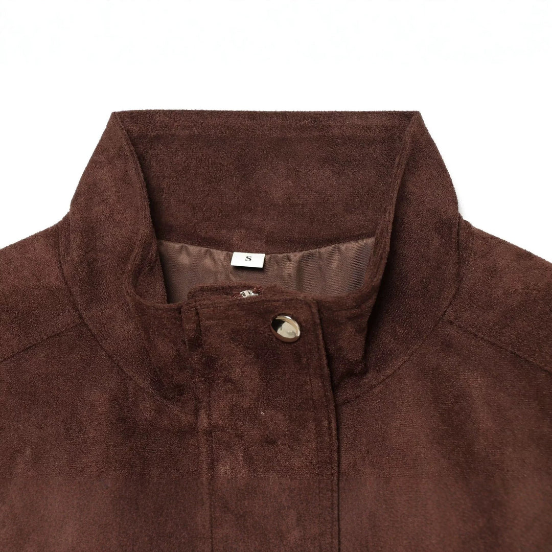 Dam Kort Suede-Look Blouson med Drawstring Waist