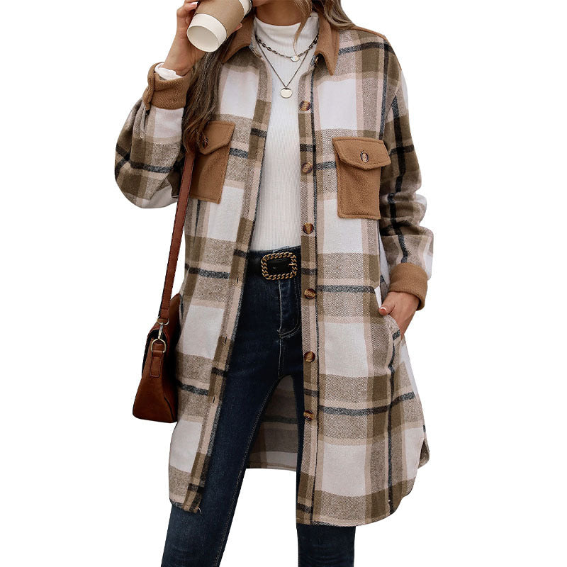 Dam lång Shirt jacka i Overshirt stil med Breast Flaps
