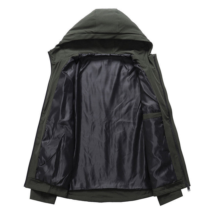 Herr Urban Minimalistisk Softshell Jacka med Huva med Concealed Dragkedja Fram