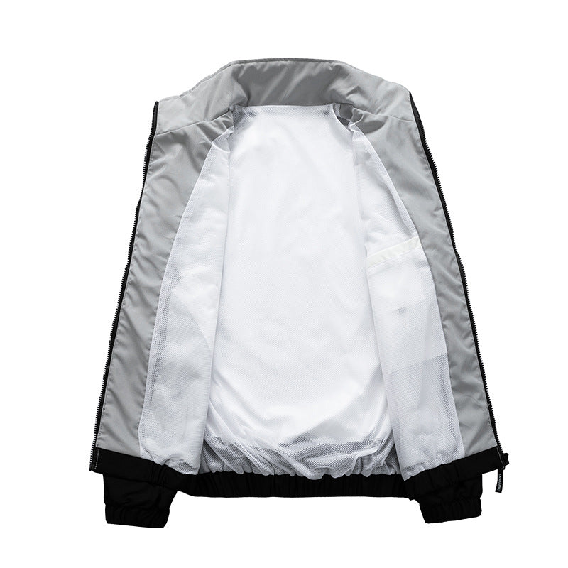 Herr Sporty Track Windbreaker Jacka med ståkrage, meshfoder och fickor med dragkedja