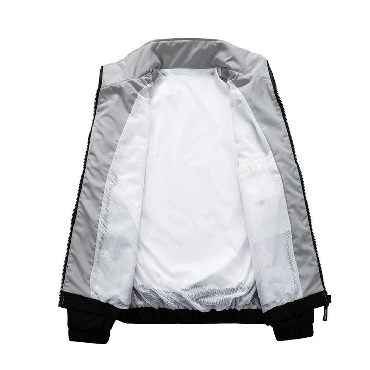 Herr Sporty Track Windbreaker Jacka med ståkrage, meshfoder och fickor med dragkedja