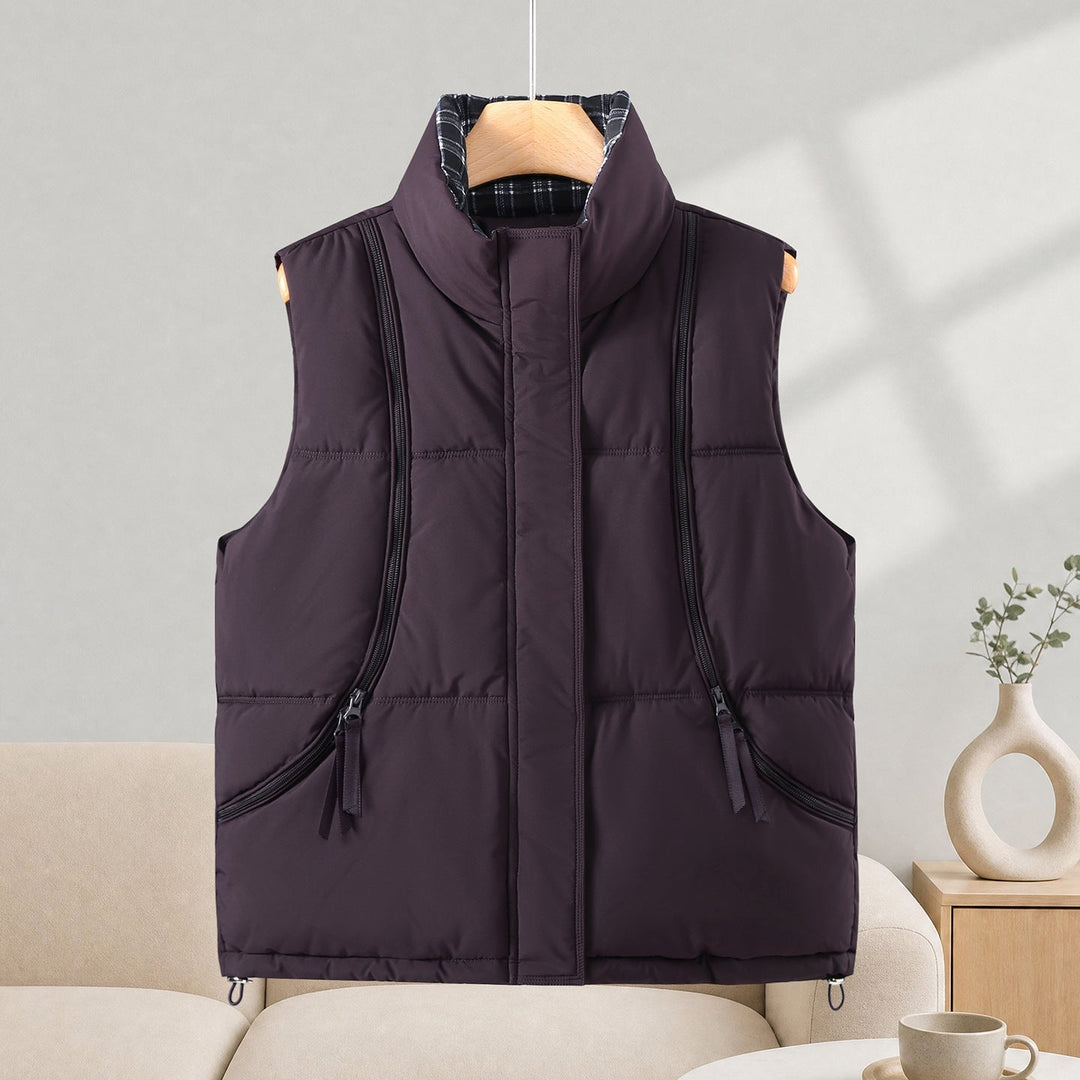 Dam Sleeveless Thermal väst med High Stand krage och Visible Vertical Zippers
