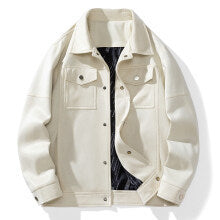 Herr Suede-Look Trucker Jacka med Quiltad Foder och Lock Fickor