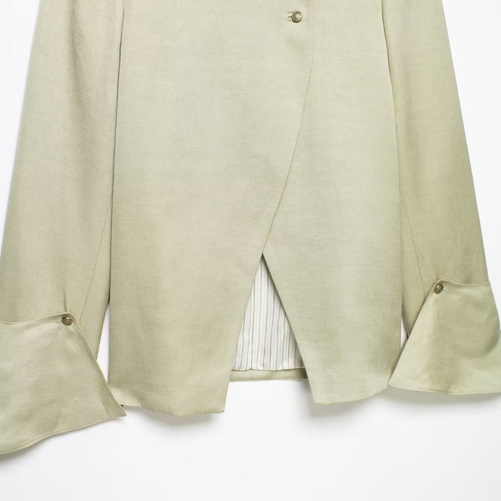 Dam Asymmetric Jacka med Stå Krage och Bell Ärmar