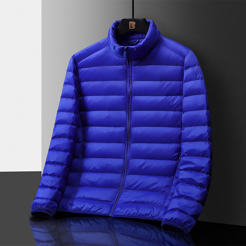 Herr Ultraleight Quiltad Dun Look Quiltad Jacka med Stående Krage och Pack Function