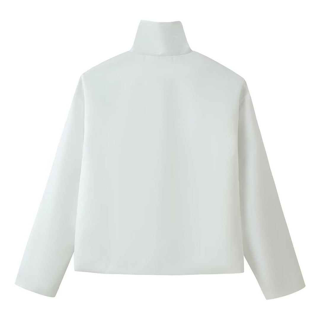 Dam Kort Blouson med Stå Krage och Dekorativ Toggle Closures