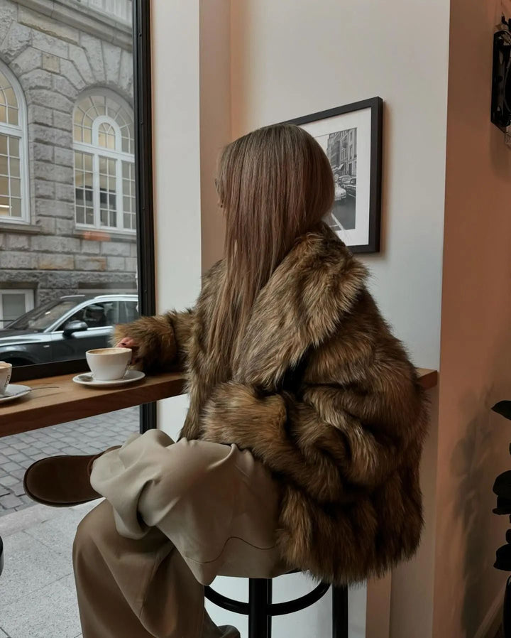 Dam Cozy Faux-Fur Jacka med mjuk Foder