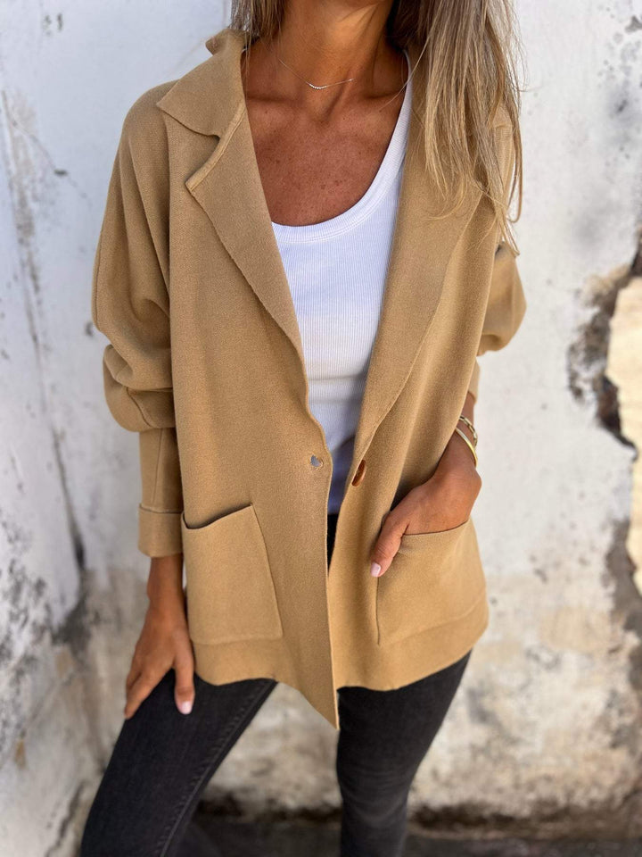 Dam casual oversize Blazer med Praktisk Fickor och Knapp Stängning