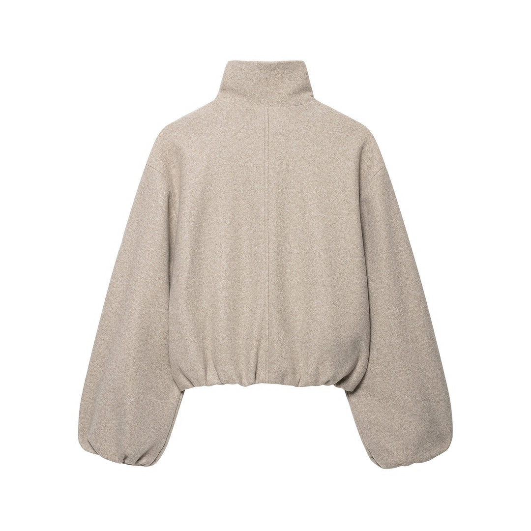 Dam Lätt Vadderad Windbreaker med Stå Krage och Prickig Prick Tryck