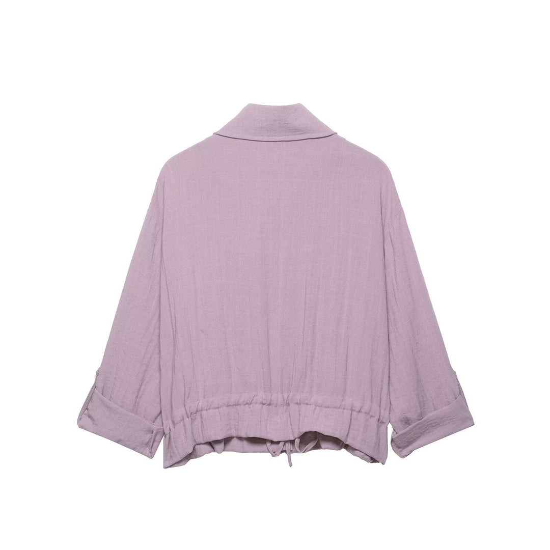 Dam Utility Skjortjacka Jacka med Drawstring och Patch Fickor