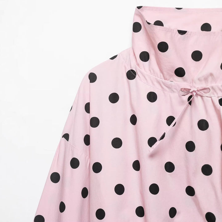 Dam Prickig Prick Kort Övergångsjacka med Hög Stå Krage, Drawstring och Oversize Ärmar