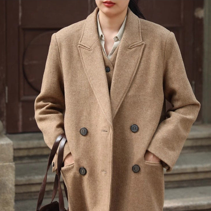 Dam elegant och modern ull trenchcoat Drune
