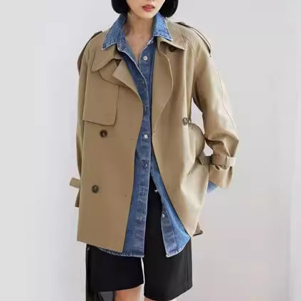 Dam stilren trenchcoat med Double knapp stängning
