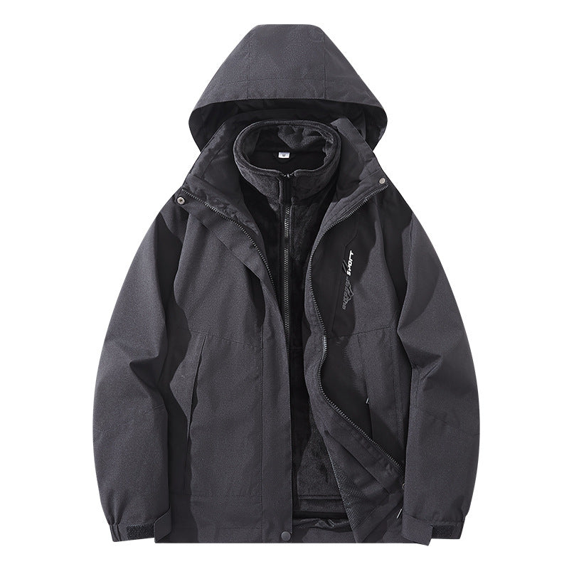 Herr vattenavvisande two-lager trekking jacka med avtagbar fleece inner jacka och huva