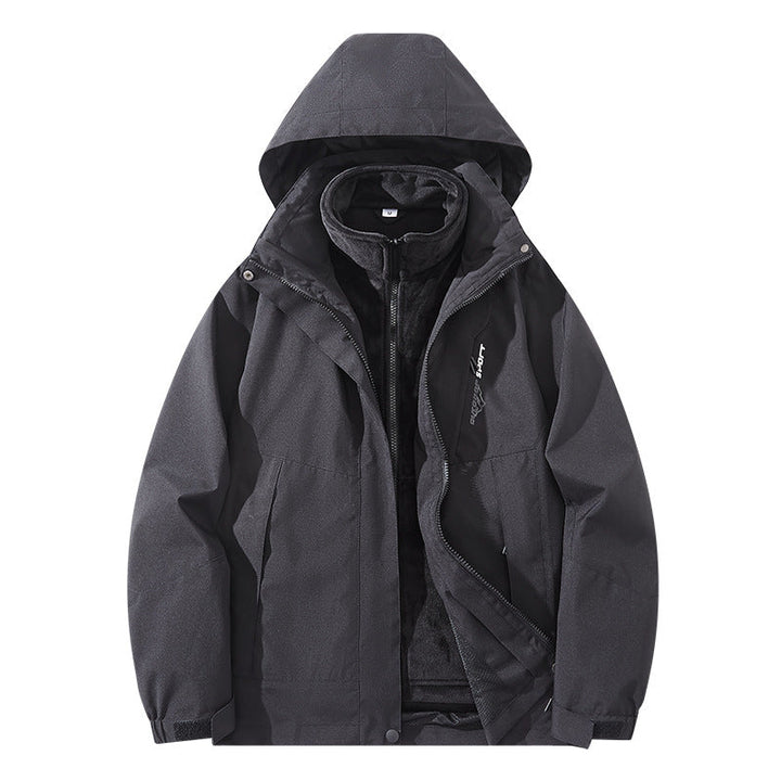 Herr vattenavvisande two-lager trekking jacka med avtagbar fleece inner jacka och huva