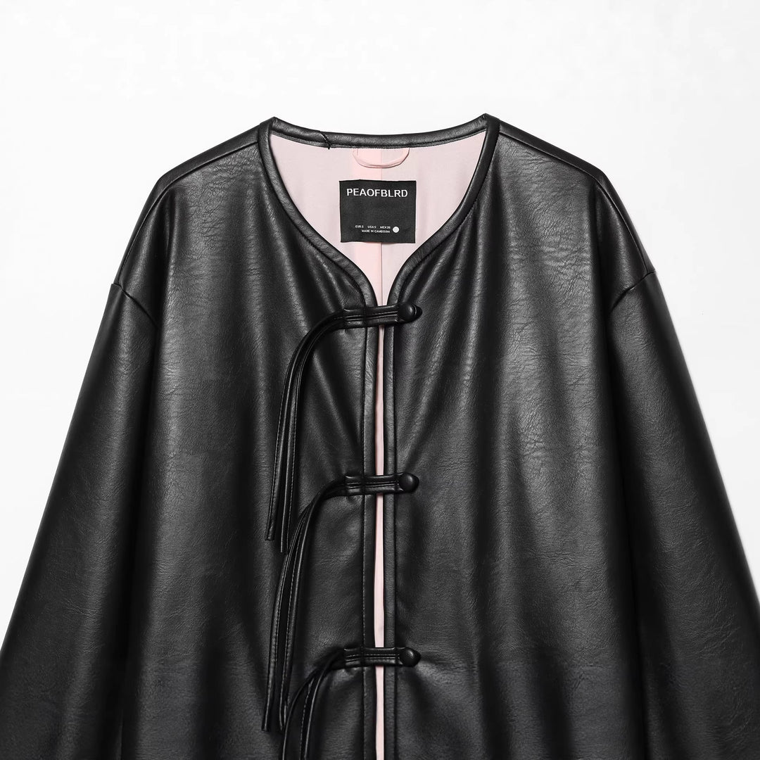 Dam oversized konstläderjacka med Toggle Closures och Applied Flap fickor