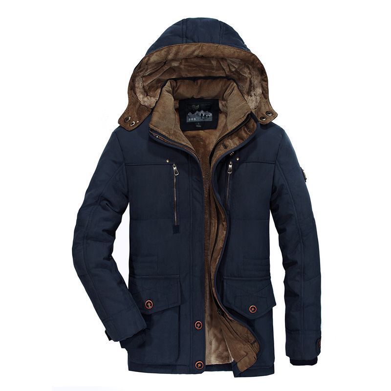 Herr Vadderad Vinter Parkas med Huva och Teddyfoder