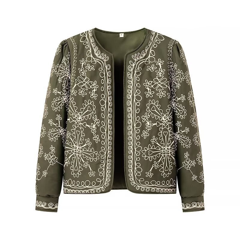 Dam Open blazer jacka med blommig Allover tryck, Round Neckline och Feminine passform