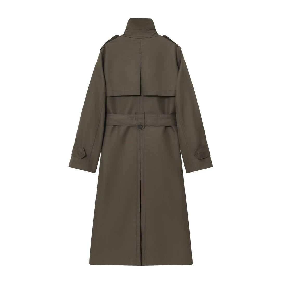 Dam 50+ Klassisk Trenchcoat med Double-Breasted, Waist Belt och Shoulder Tab