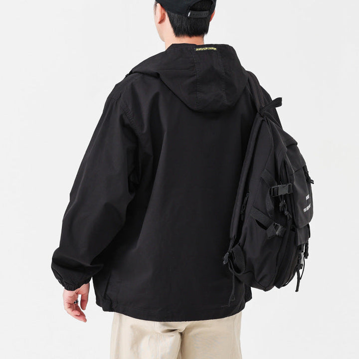 Herr med huva Anorak Pullover Jacka i Oversize Funktion Stil