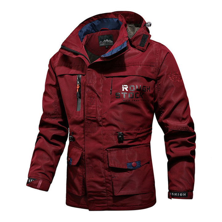 Herr Utility Parka med Huva, Multifunctional Fickor och Midja Dragsko