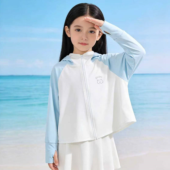 Unisex lätt UV-skydd sun jacka med huva och thumb hole för children