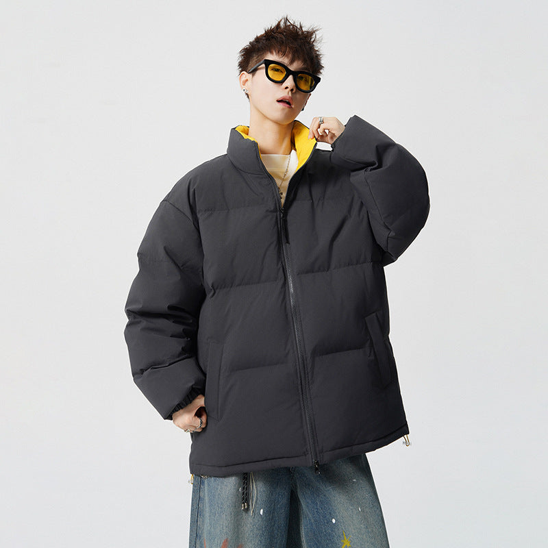 Herr Short Skärning Oversized Quiltad Jacka med Hög Krage