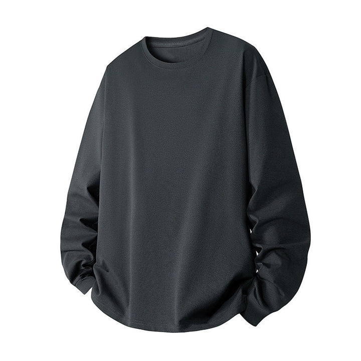 Herr Oversized College-Tröja Gjord av Bomullsblandning med Round Neckline och Ribbstickade Muddar