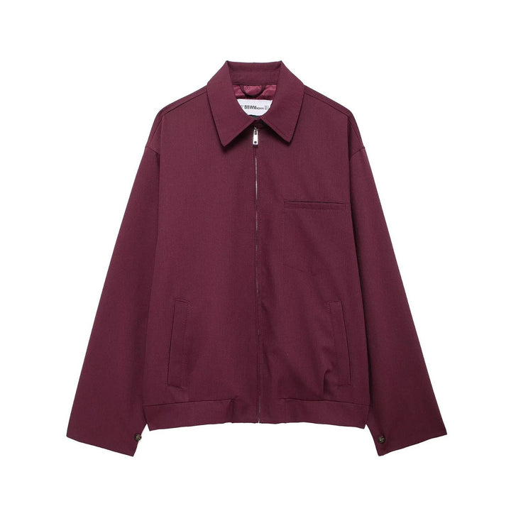Dam Oversize Blouson med Dragkedja, Skjort Krage, och Side Fickor