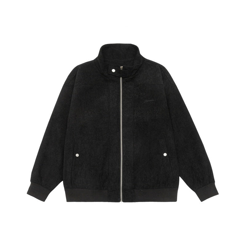 Unisex Teddy-Fleece Bomber Jacka med Ståkrage och Tryckknapp Fickor