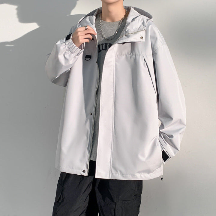 Herr two-lager softshell overlay jacka med huva, vind och vatten avvisande membran och justerbar fåll