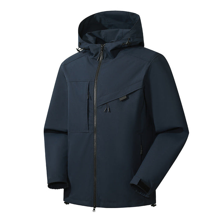 Herr Softshell Utomhus Jacka med Vattentät Membrane och Justerbar Huva