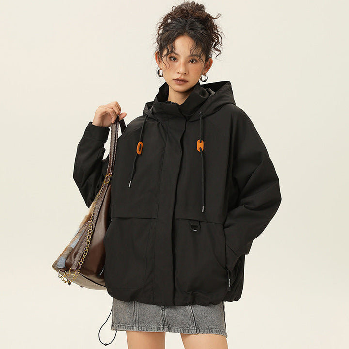 Dam med huva Utility Parka med vattentät membrane, stor framfickor &amp; justerbar fåll