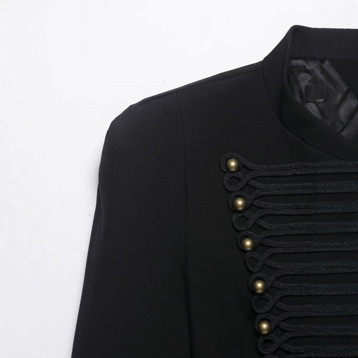 Dam Military Inspired Kort Jacka med Stå Krage och Dekorativ Cords