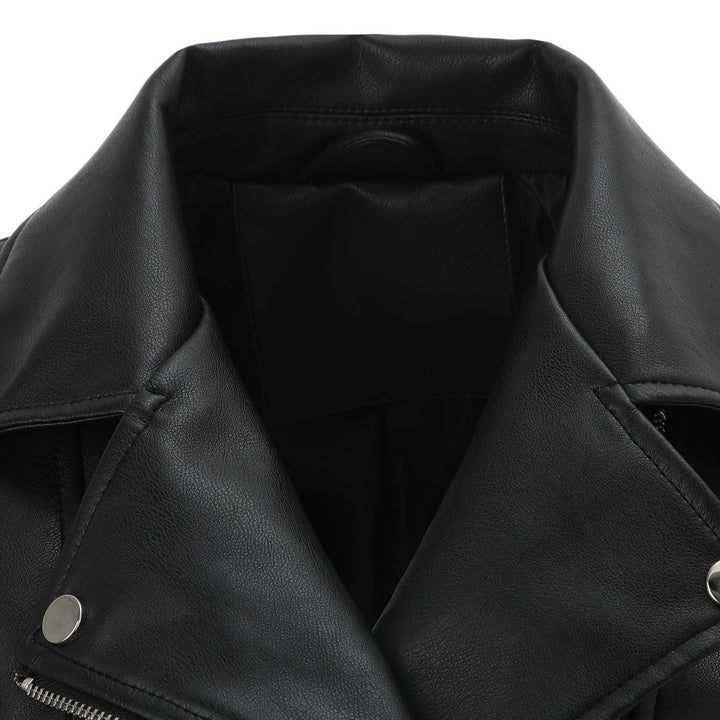 Dam skräddad bikerjacka in läderlook med asymmetrisk dragkedja och dekorativ Seams