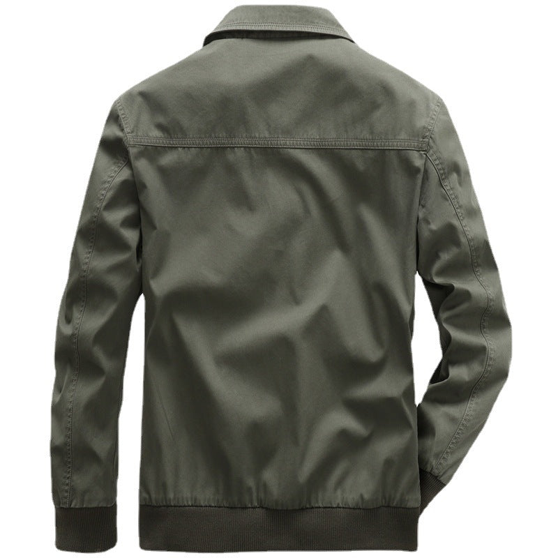 Herr Lätt Harrington Jacka i Worker Look med Knapp Lock Fickor, Dragkedja och Ribbad Muddar