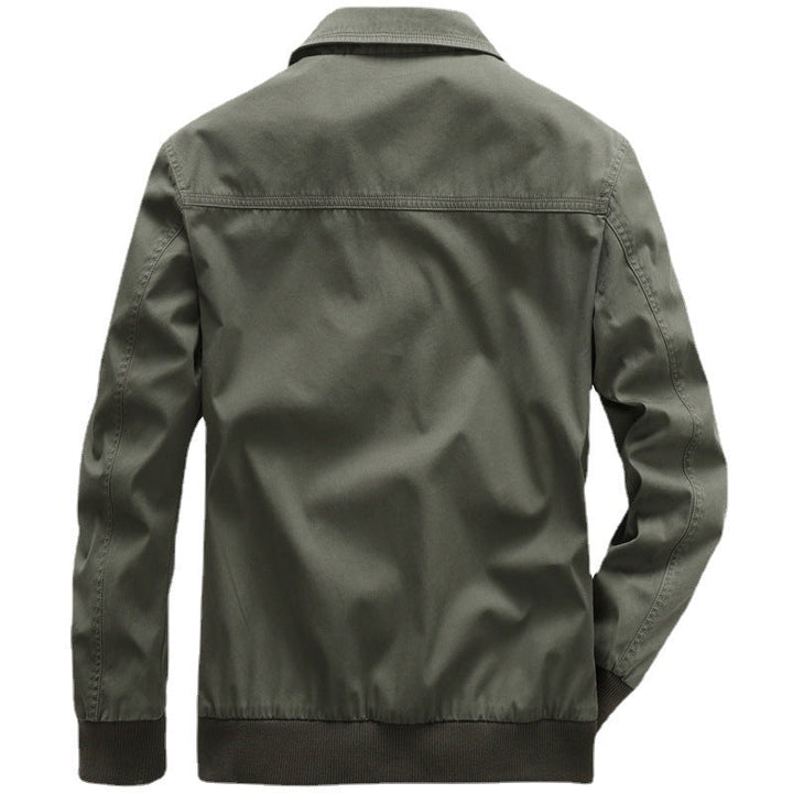 Herr Lätt Harrington Jacka i Worker Look med Knapp Lock Fickor, Dragkedja och Ribbad Muddar