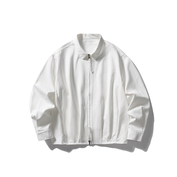 Unisex Lätt Oversized Blouson Jacka med Halv Dragkedja och Kent Krage