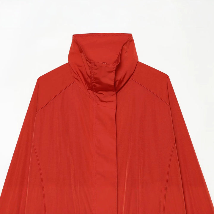 Dam Lätt Technical Windbreaker Blouson med Hög Standing Krage, Dold Dragkedja och Elastic Nederkant