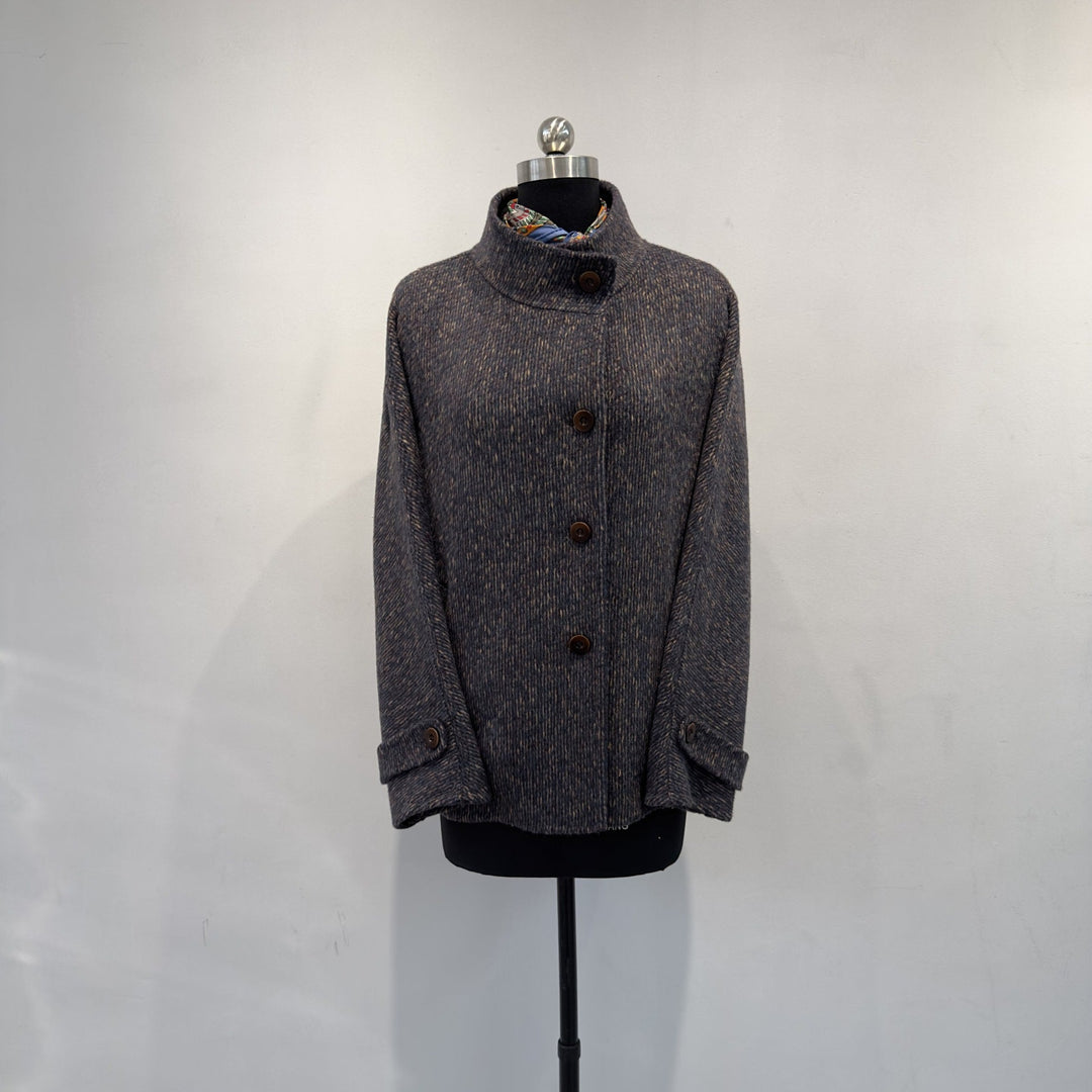 Dam vintage-inspired structured button jacka