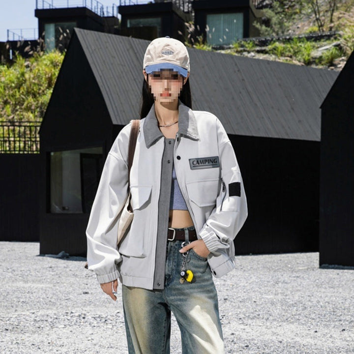 Dam Oversize Utilityjacka med Fleece Krage &amp; Multifunctional Fickor