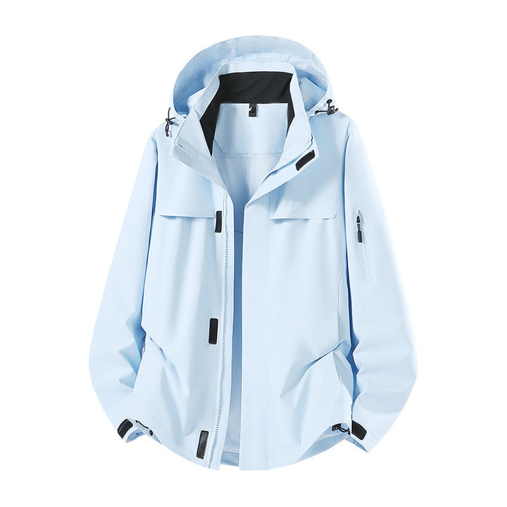Herr Lätt Water-Repellent med Huva Softshell Övergångsjacka med Mesh Foder &amp; Utility Fickor