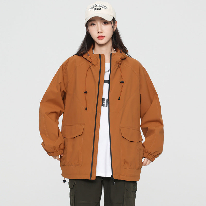 Dam oversize Windbreaker jacka med huva och Cargo fickor