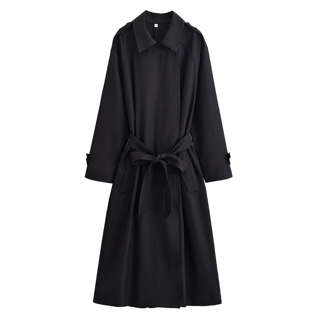 Dam Longer Midja-Adjustable Trenchcoat med Knytbälte och Epaulettes