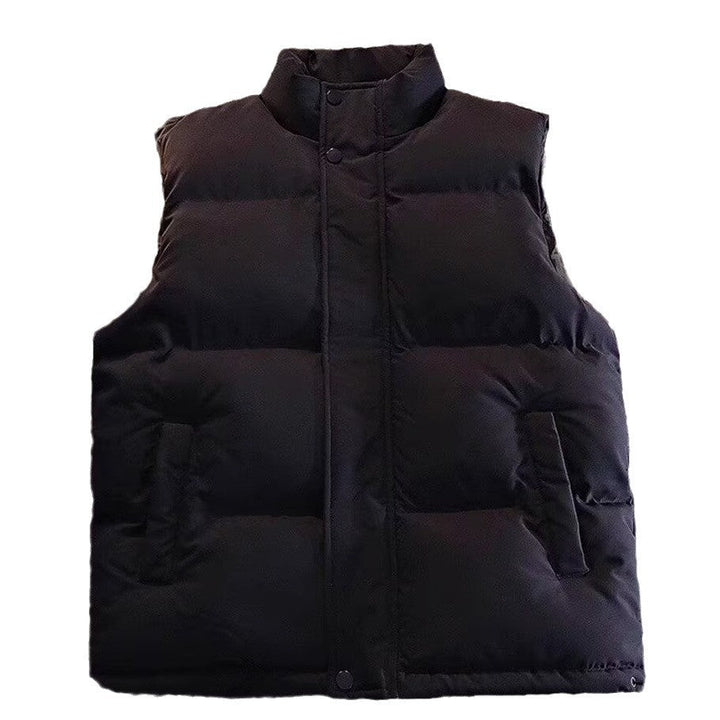 Herr vadderad Sleeveless quiltad väst med ståkrage och Dold Tryckknapp Knäppslå