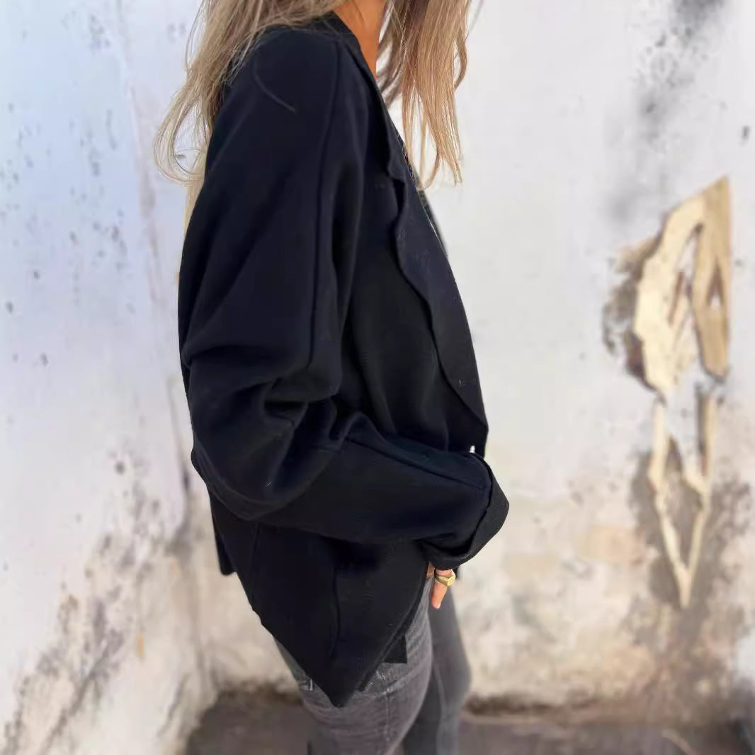 Dam casual oversize Blazer med Praktisk Fickor och Knapp Stängning