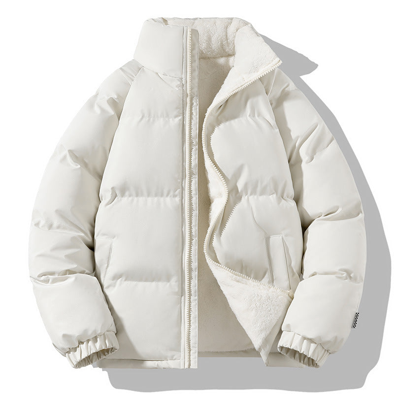Dam Kort Polar Quiltad Jacka med Teddy Foder, Boxig Skärning &amp; Dold Dragkedja