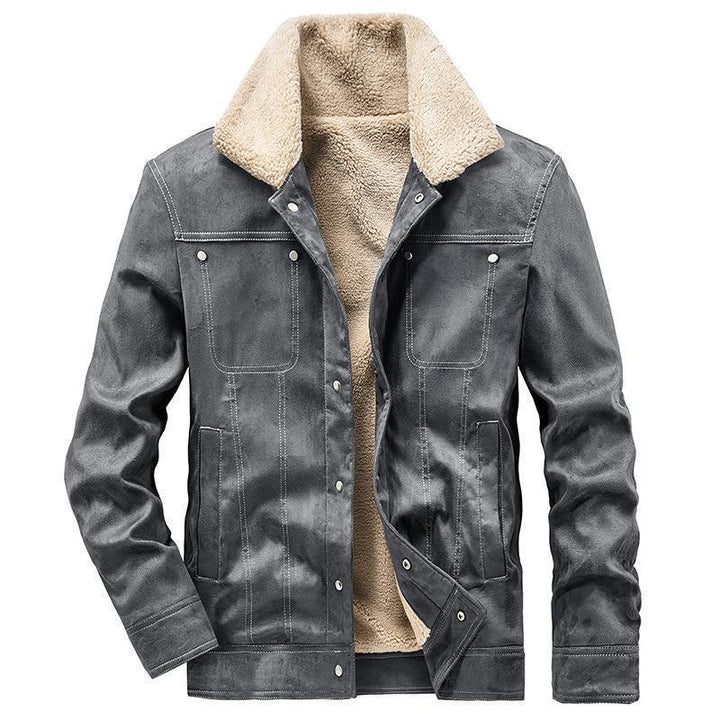 Herr Teddy-Lined Canvas Pilot-Style Jacka med Kontrast Stitching