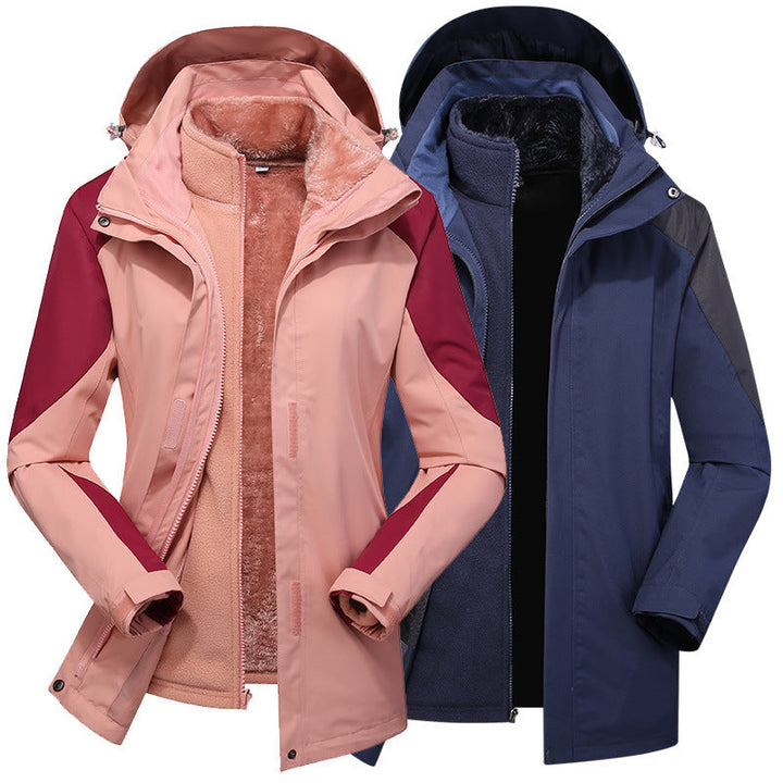Dam två-layer softshelljacka med removable teddy fleece inner jacka och justerbar huva