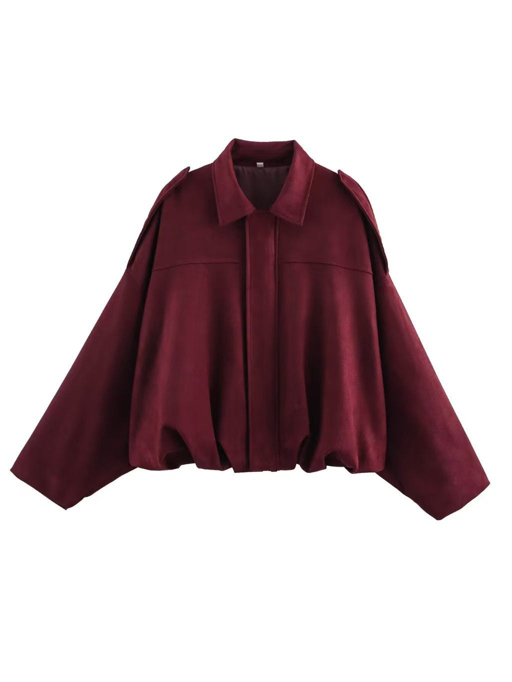 Dam Kort Boxig Övergångsjacka i Suede Look med Epaulettes
